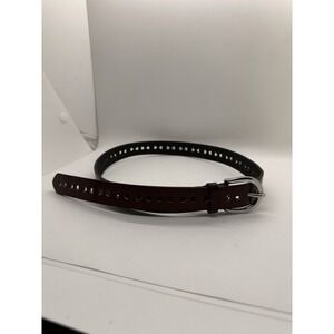 Target Brown Heart Cutout Belt Faux Leather Silver Buckle Women's‎ Size M